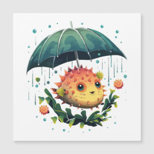Pobre dia chuvoso de peixe com guarda-chuva