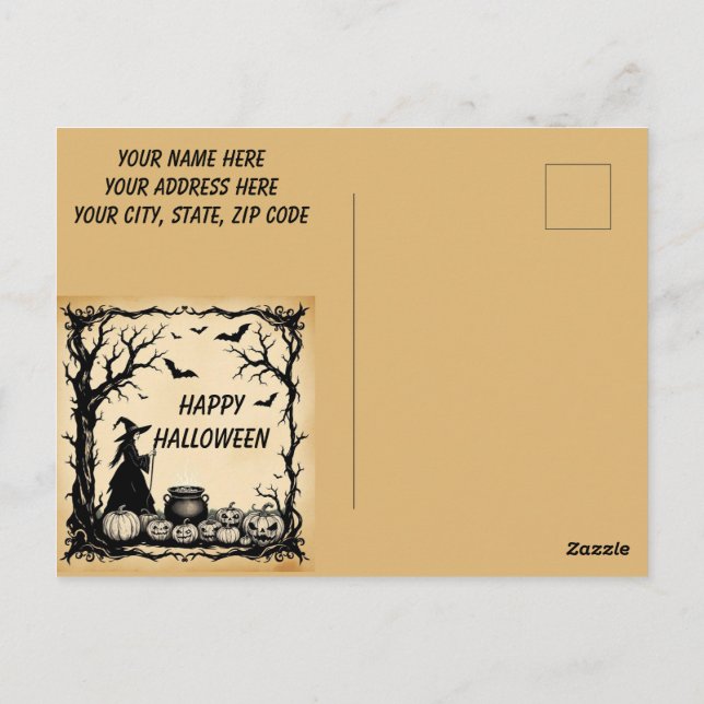 Poção da Bruxa de Halloween, convite de Halloween, (Verso)