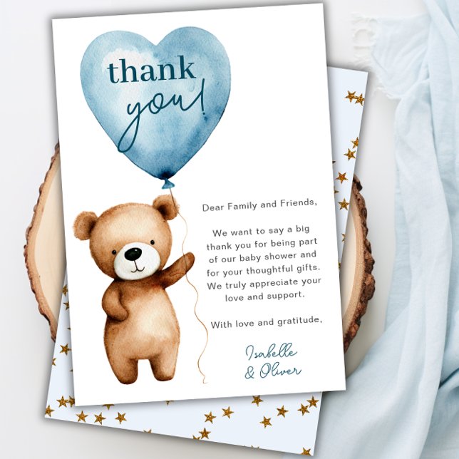 Podemos Ampliar O Cartões de agradecimentos De Chá (We Can Bearly Wait Boy Baby Shower Thank You Card)