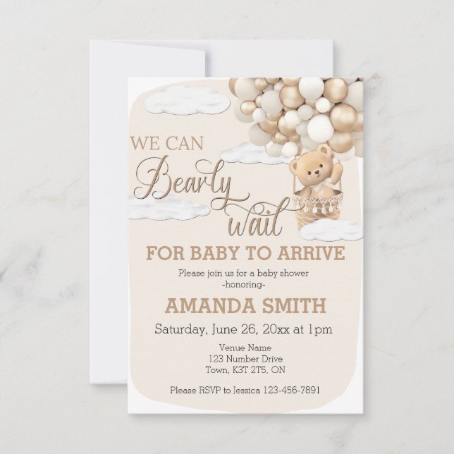 Podemos Ampliar O Ursinho De Convite De Chá de fra (Frente)