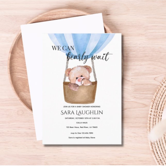 Podemos Esperar O Convite De Chá de fraldas Do Beb (We Can Bearly Wait Baby Bear Baby Shower Invitation)
