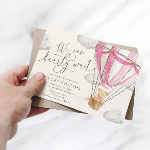 Podemos Esperar O Convite De Chá de fraldas Rosa