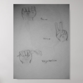 Poder, Paz, Poster de Arte Original Vegetariana