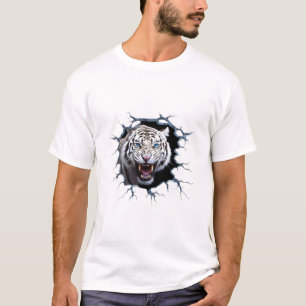 Poderosa T-Shirt De Luxo Com Leão Branco Irritado