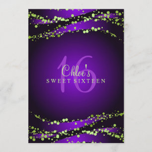 Poeira de Stardust Roxo e Verde  Convite 16 Doce