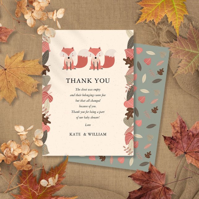Poema de Agradecimento para Chá de Bebê dos Gêmeos (Woodland Fox Twins Baby Shower Thank You Poem)