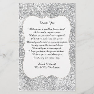 Poema De Casamento De Silver Glitter Obrigado A Fa
