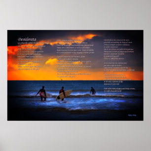 Poema de Desiderata sobre surfar na Sundown Poster