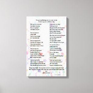 "Poema do Dia das Mães - Impressão em tela esticad