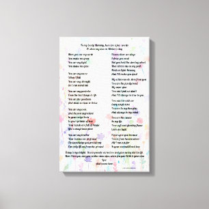 "Poema do Dia das Mães - Impressão em tela esticad