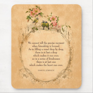 Poema Mousepad da amizade do vintage
