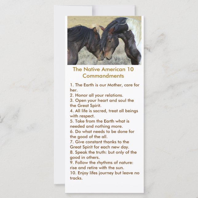 Poema Nativo Americano com Mustangs Selvagens (Frente)