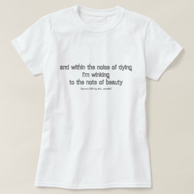 Poema sobre a morte e a beleza do T-Shirt (Frente do Design)