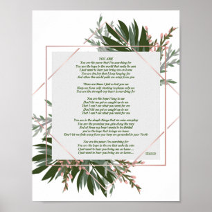 Poema "You Are" Green Folaf/Pink Frame Poster