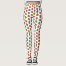 Poinsettia Aquarela - Leggings de Feriado