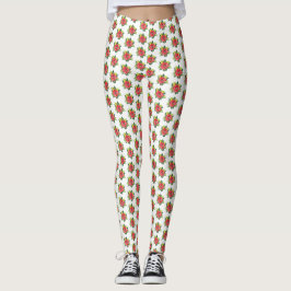 Poinsettia Aquarela - Leggings de Feriado