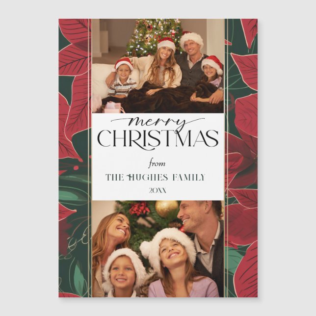 Poinsettia Botânica 2-Foto de Natal Negrito (Frente)