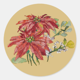 Poinsettia Dourada | Adesivo de Natal de Arte Fina