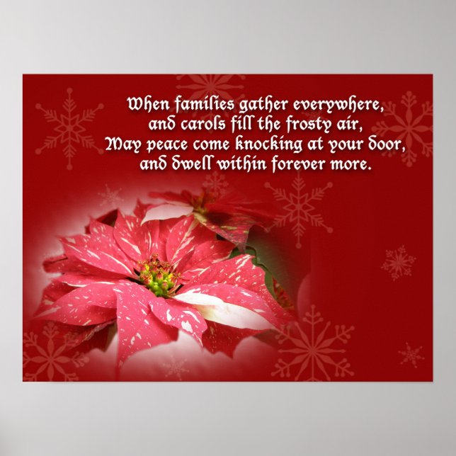 Poinsettia em Vermelho com Poem Poster (Frente)