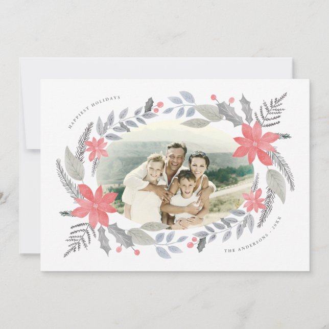 Poinsettia Floral Foto de Holiday Garland, Retirad (Frente)