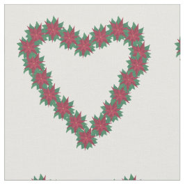 Poinsettia Hearts Red Green Tecido de Natal