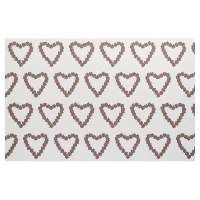Poinsettia Hearts Red Green Tecido de Natal (Fat Quarter)
