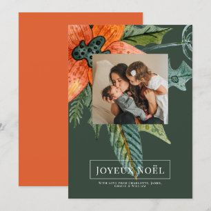 Poinsettia Joyeux Noël Cartão de Natal Elegante