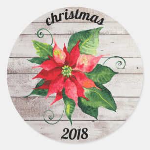 Poinsettia Paz & Amor - Adesivo Redondo