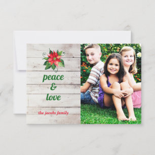 Poinsettia Peace & Love - Cartão de Natal 3x5