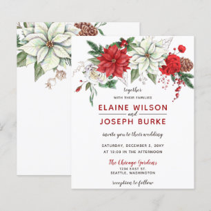 Poinsettia Pine cone Convite para Casamento