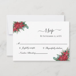 Poinsettia Red Christmas Casamento no inverno RSVP