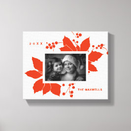Poinsettia Red Graphic Holiday Canvas Impressão