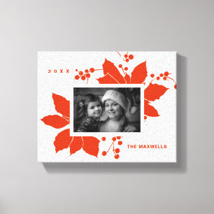 Poinsettia Red Graphic Holiday Canvas Impressão
