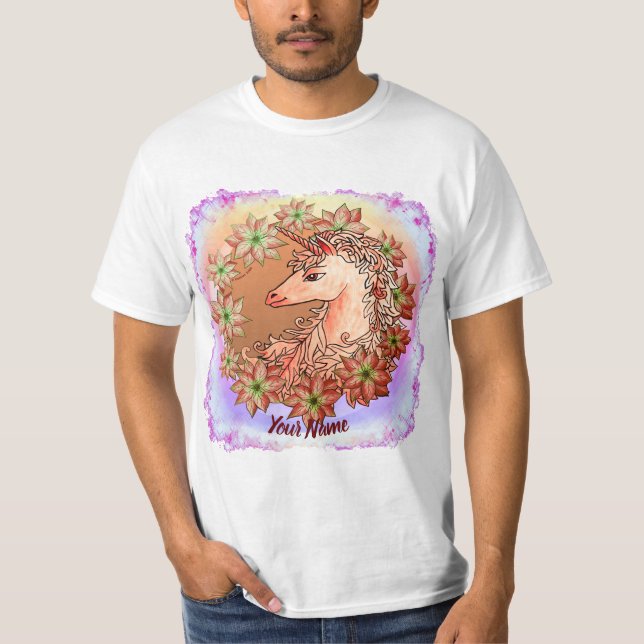 Poinsettia Unicorn T-Shirt (Frente)