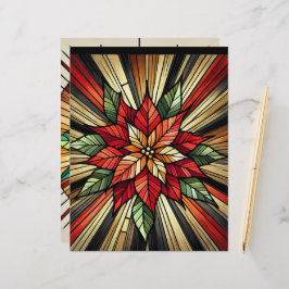 Poinsettia Vidro Estreito Papel Festivo