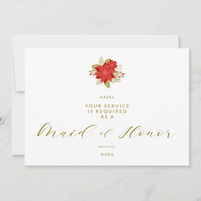 Poinsettias Christmas Will You Be My Maid of Honor (Frente)