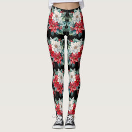 Poinsettias e Holly Berries Leggings - Bonito