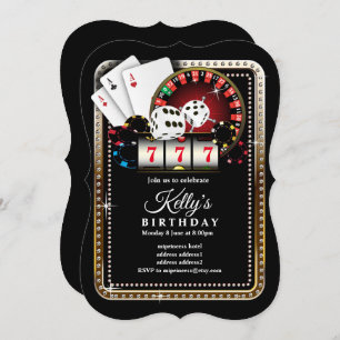 Poker Playing Card 7 7 7, convite para festa do ca