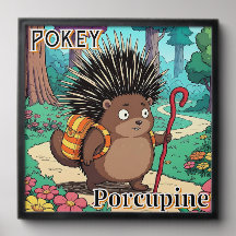 Pokey Porcupine  | Cute Cartoon Kid's Nursery Art