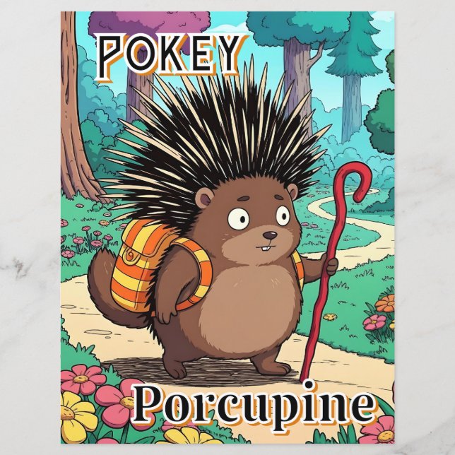 Pokey Porcupine  | Cute Cartoon Kid's Nursery Art (Frente)