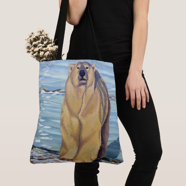 Polar Bear Art Tote Bag Willife Shopping Bag (Close Up)