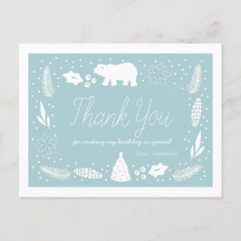 Polar Bear Blue Aniversário Obrigado Cartão Postal