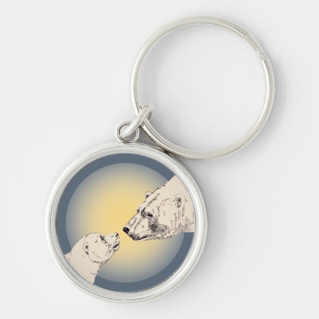 Polar Bear e Cub Key Chain Bear Chaveiro (Frente)