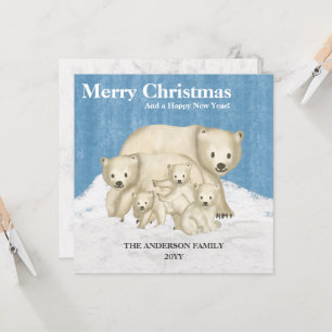Polar Bear Família de Cinco Felizes Natal