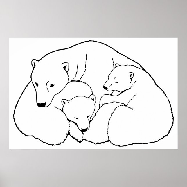 Polar Bear Poster w.Cubs Impressão Poster (Frente)