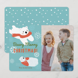 Polar Bears Beary Felry Cartão com fotos de Natal