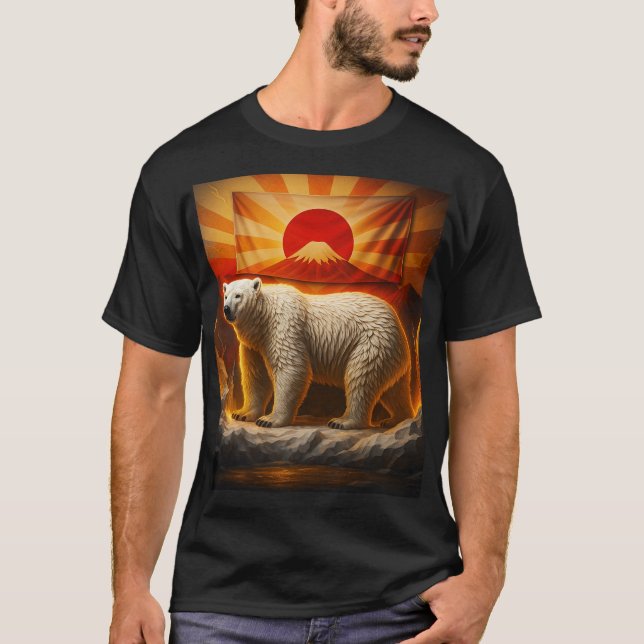 Polar Majesty: Fuji e Gráfico de Urso Camiseta (Frente)