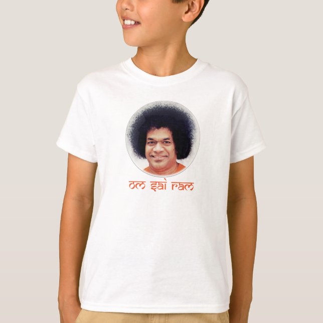 Poli-Algodão do t-shirt do miúdo de Sathya Sai (Frente)
