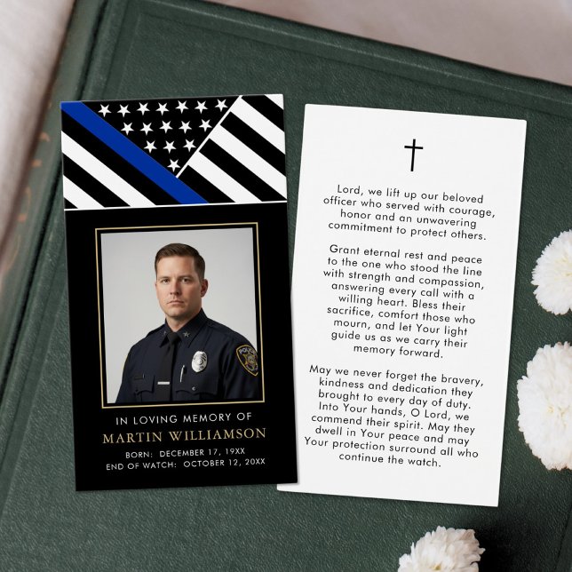 Police Officer Memorial Cross Funeral Prayer Card (Criador carregado)