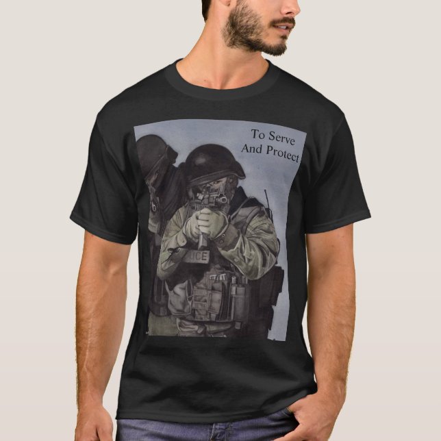 Polícia da SWAT para servir e proteger camiseta ma (Frente)